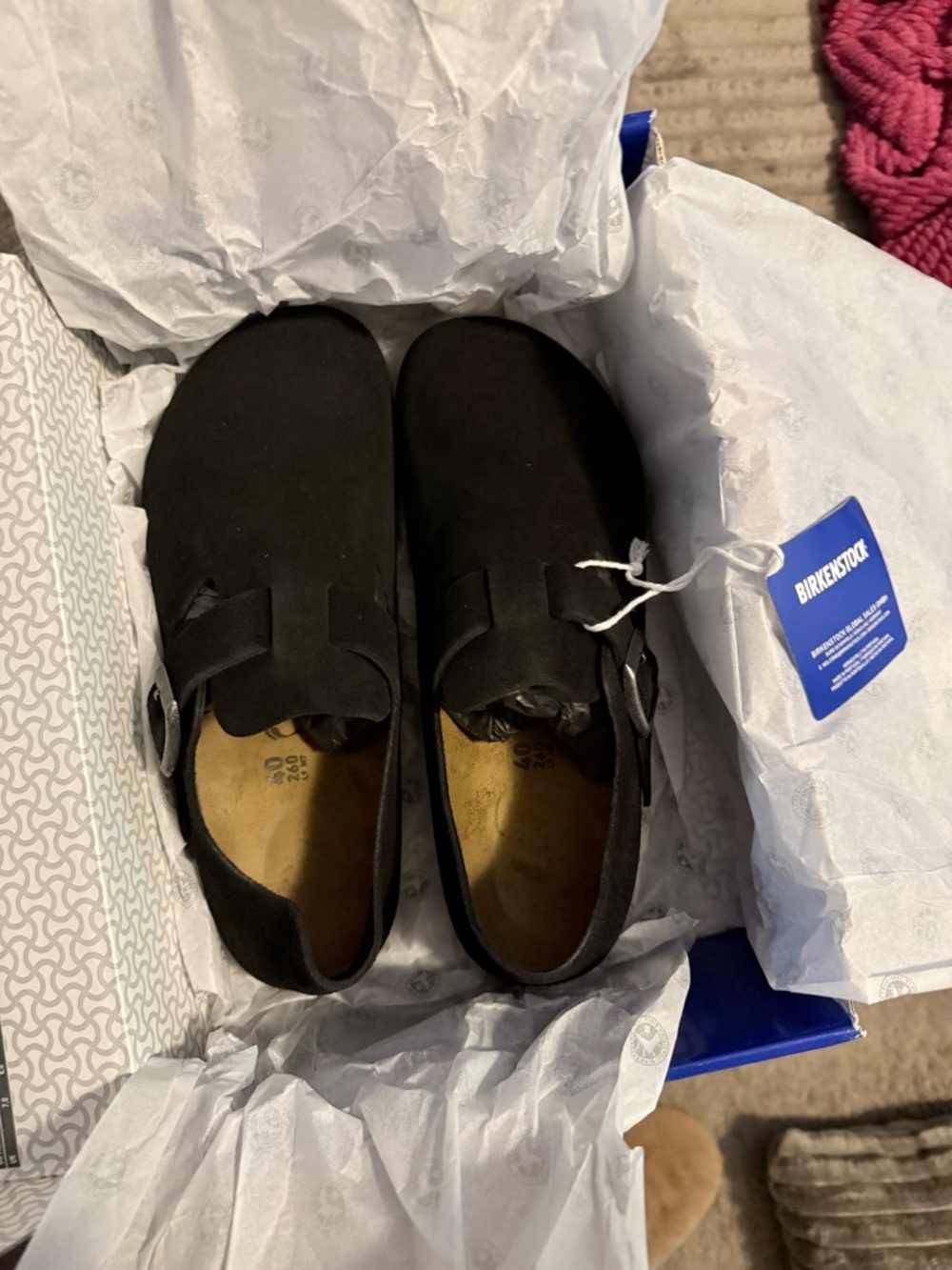 Birkenstock Suede Black London size 40 narrow NWT